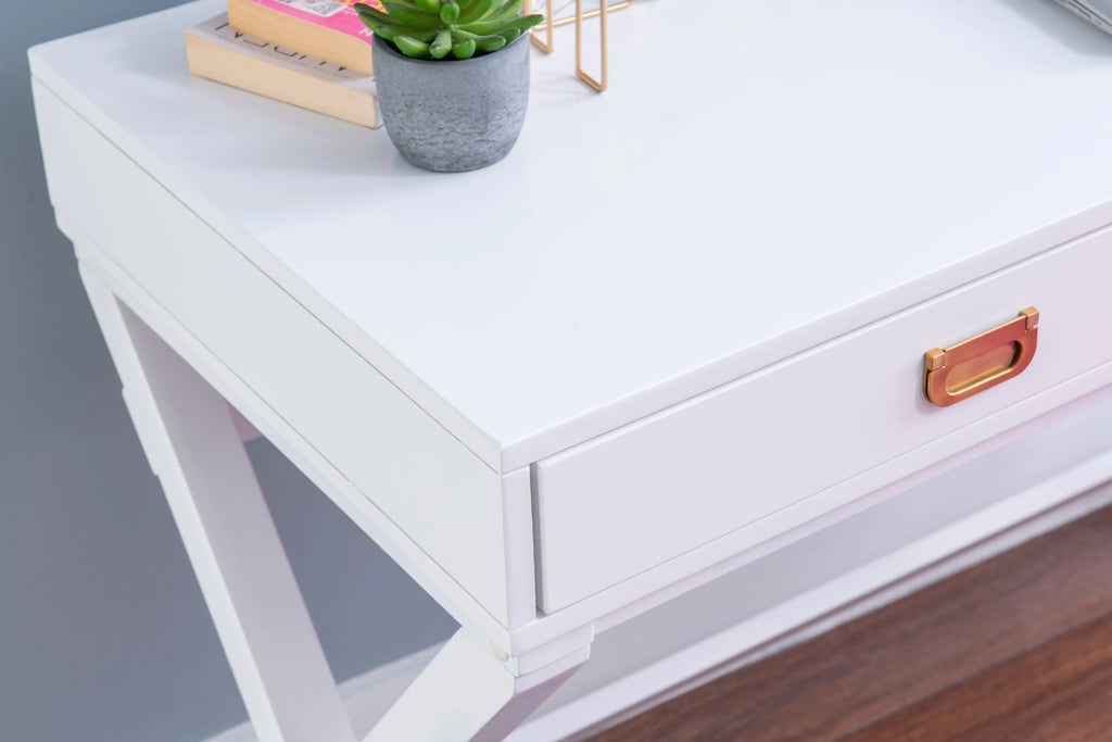 2-Drawer White Writing Desk S834284