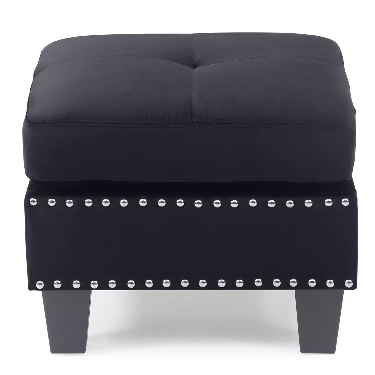 Navy Blue Tufted Velvet Ottoman D737