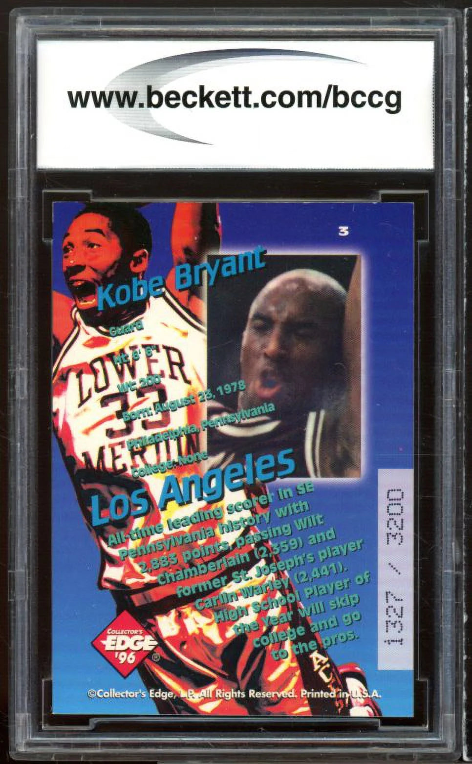 1996 Collector's Edge Kobe Bryant Rookie Card N394