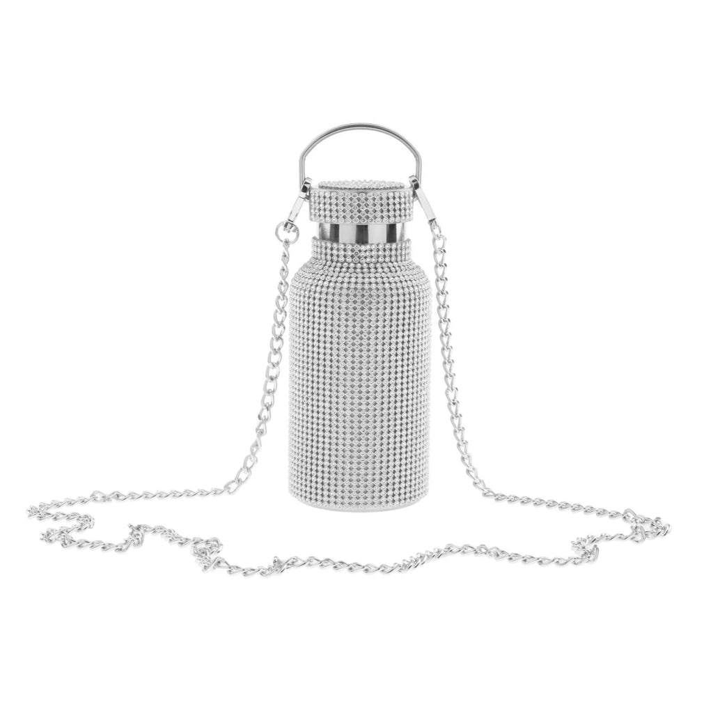 350ML Rhinestone Stainless Steel Insulated Water Bottle with Chain D279296