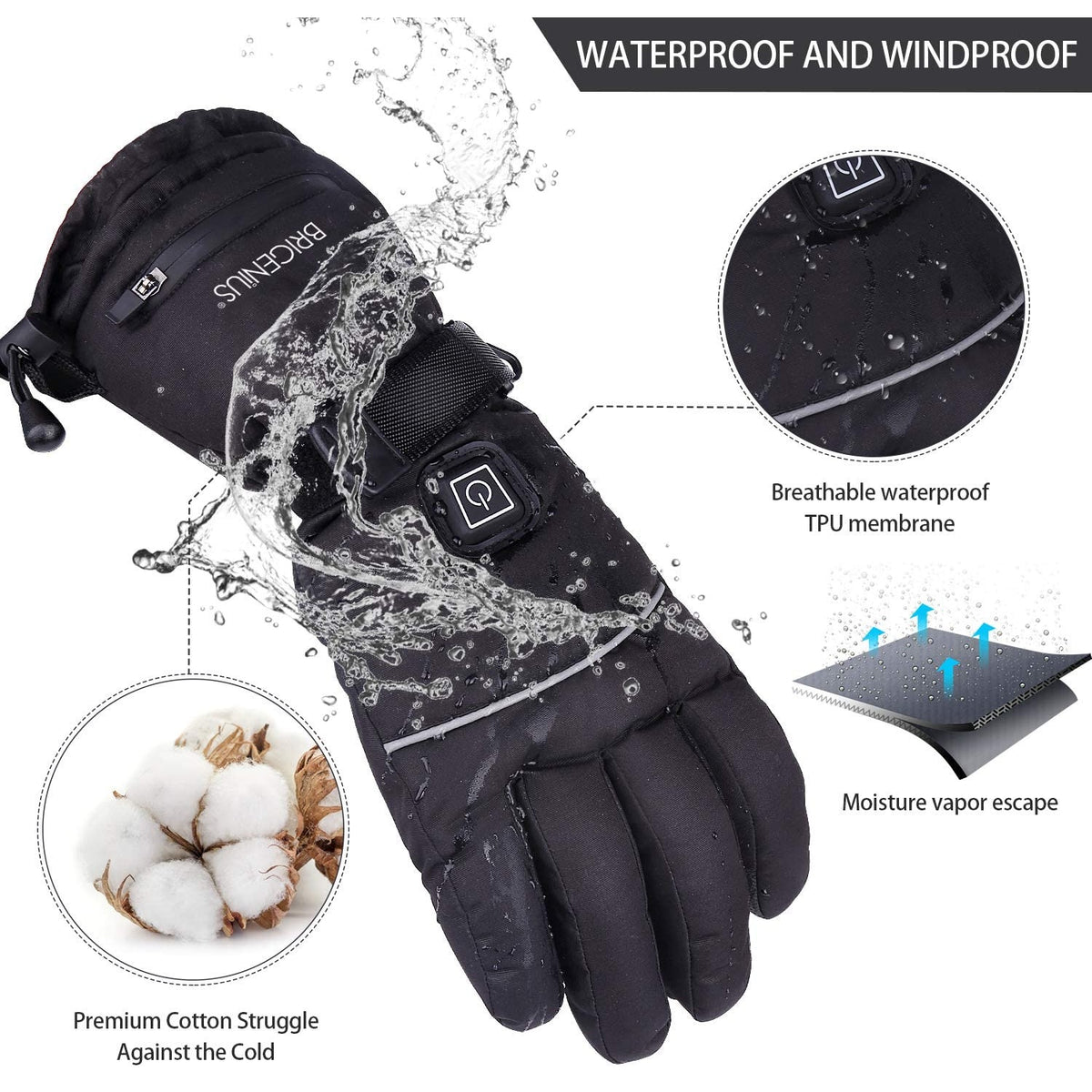 Rechargeable Battery Heated Winter Gloves J652447