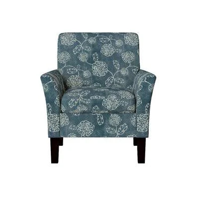 20x22 Armchair Caribbean Blue Creamy White Floral S564