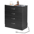 Black 4 Drawer Dresser with Power Outlets A452