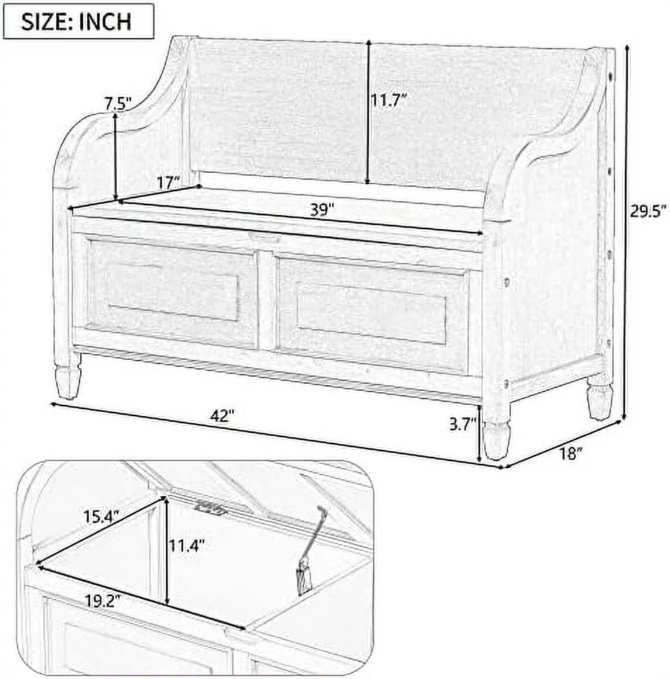 Wooden Entryway Bench with Shoe Cabinets Y484185