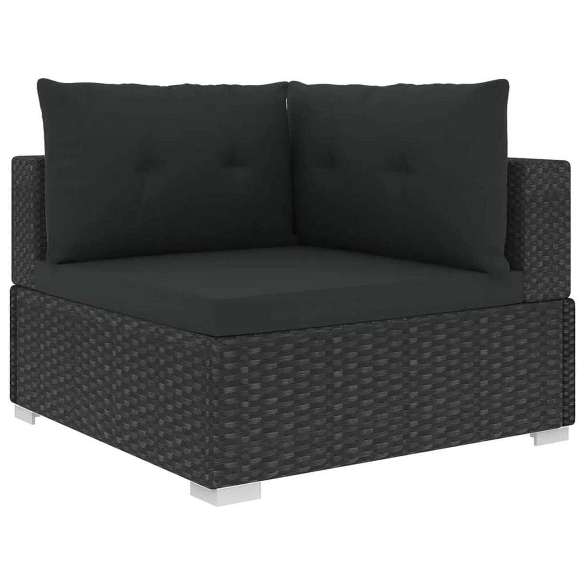 10 Piece Cushioned Black Poly Rattan Sectional Sofa Set M636