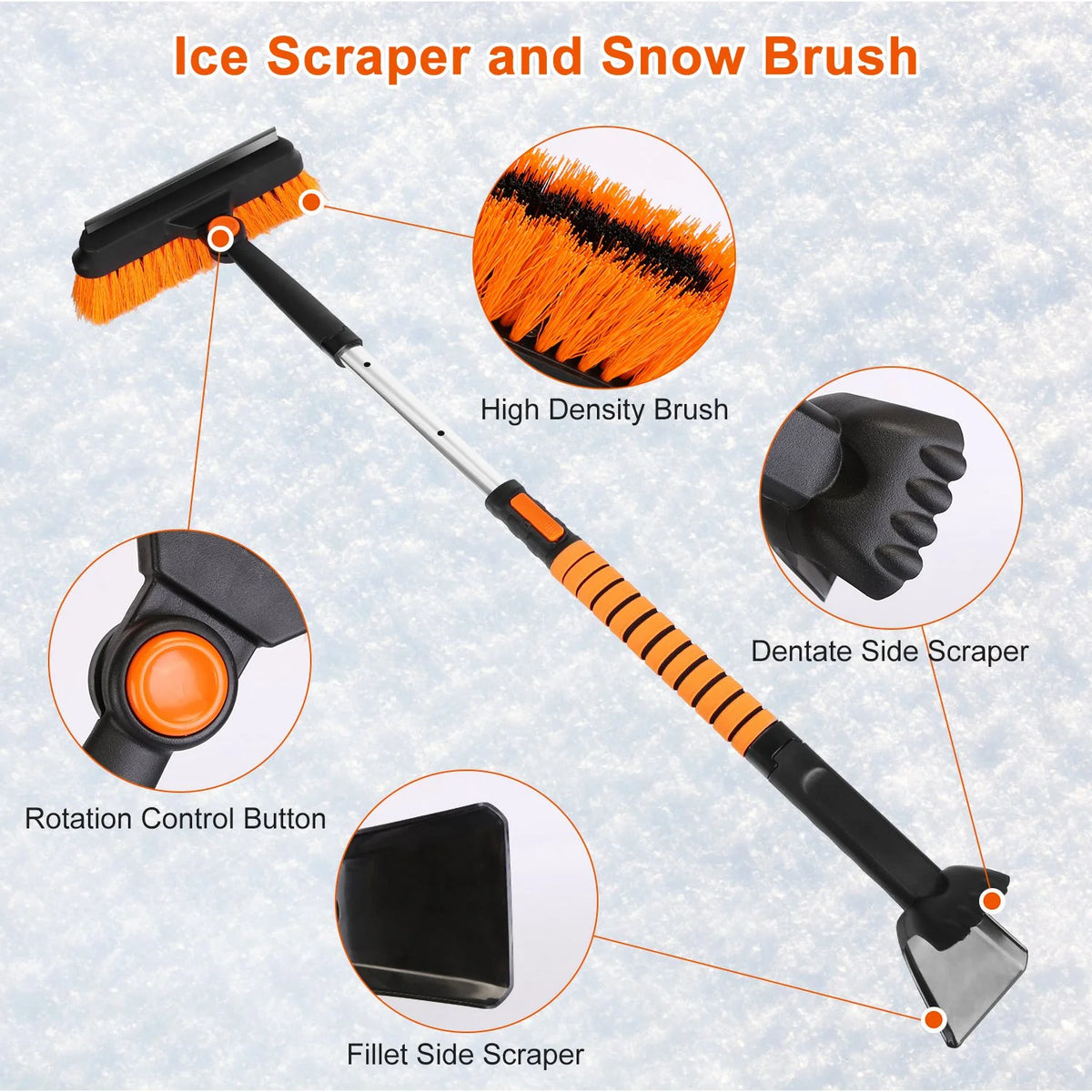 Telescopic Ice Scraper Snow Brush Shovel Kit Q9593