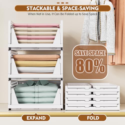 5 Pack Stackable Closet Storage Basket, White S6076