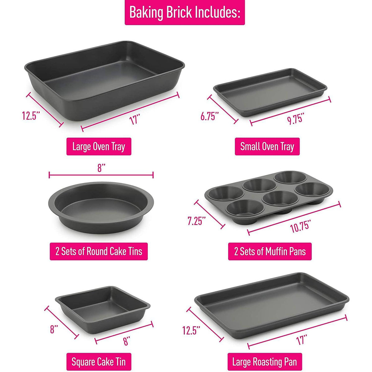 8 Piece Nonstick Carbon Steel Baking Pan Set X606