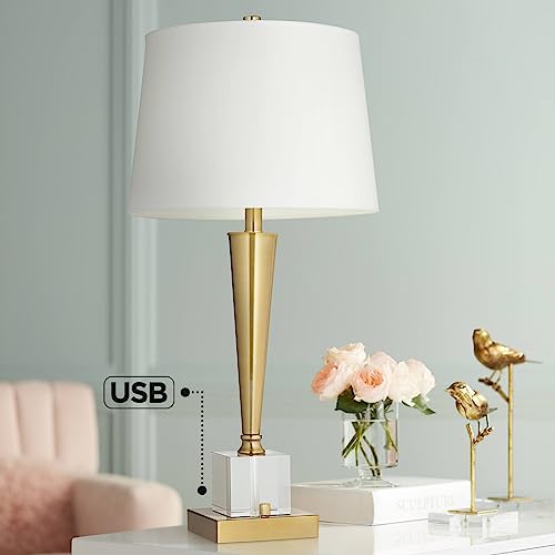 Modern Brass Metal Crystal Table Lamp with USB Port V317