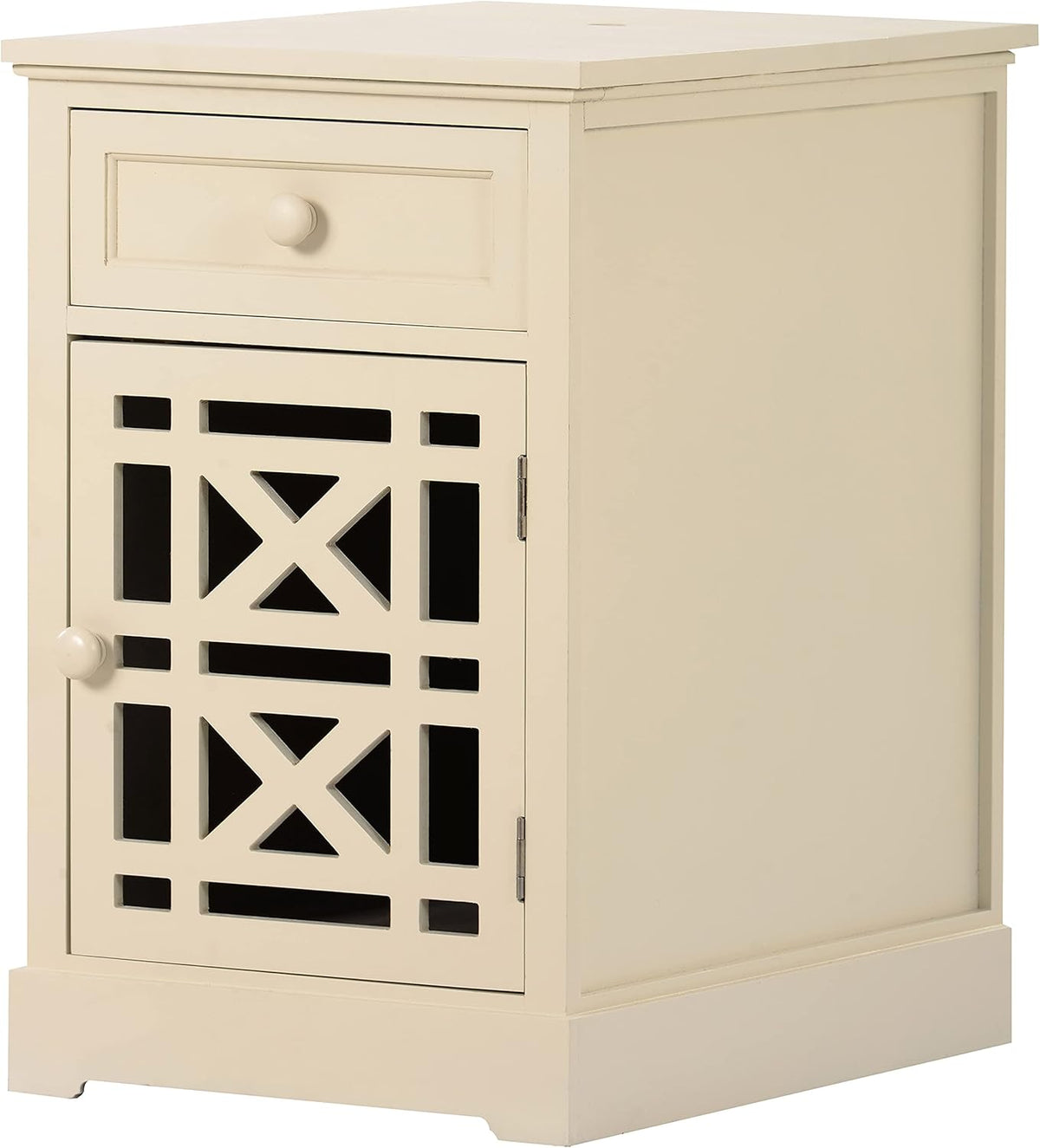 Navy Blue Antique End Table with Drawer and Storage Cabinet T344512