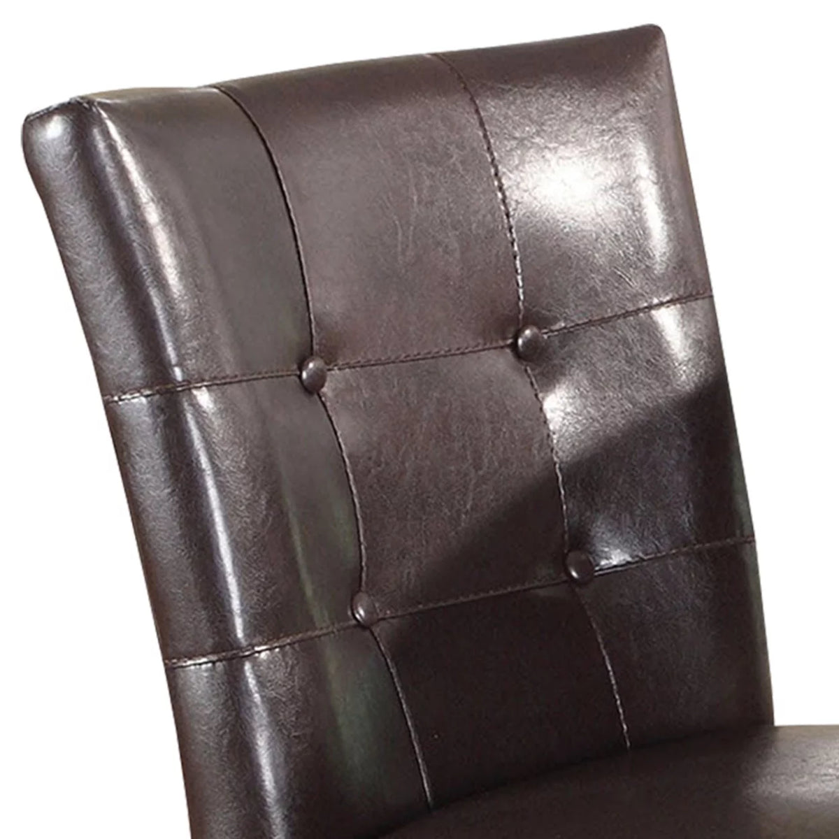 Brown Leather Upholstered Wooden Counter Height Chair Set Of 2 X81470