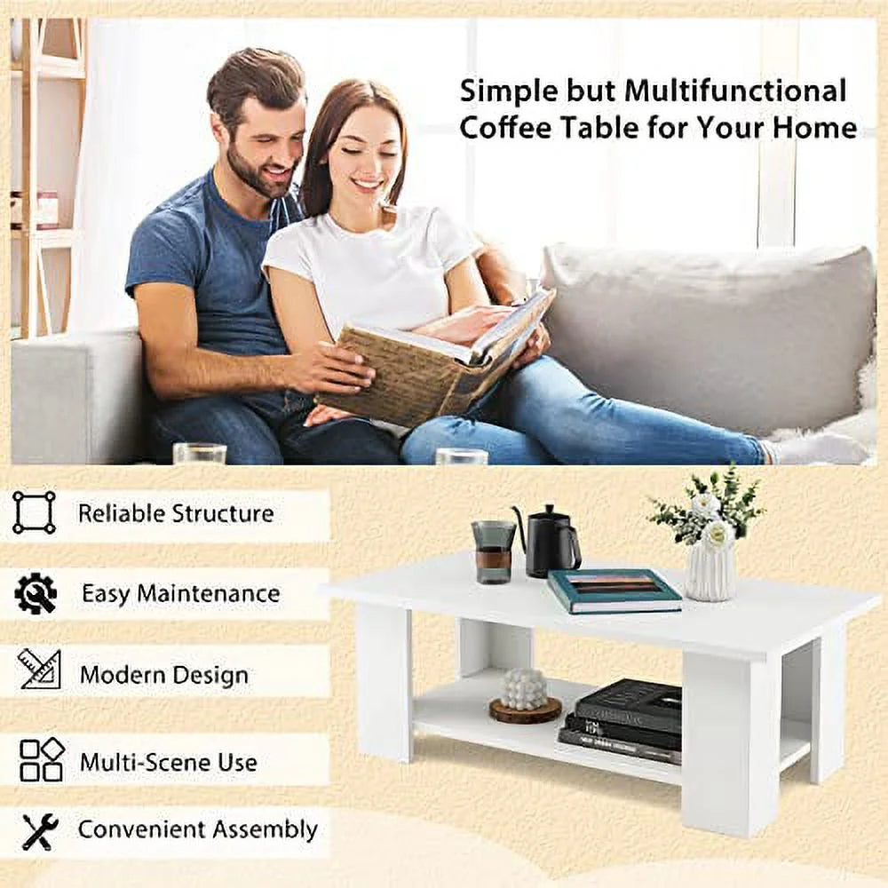 White Coffee Table with Storage P2874
