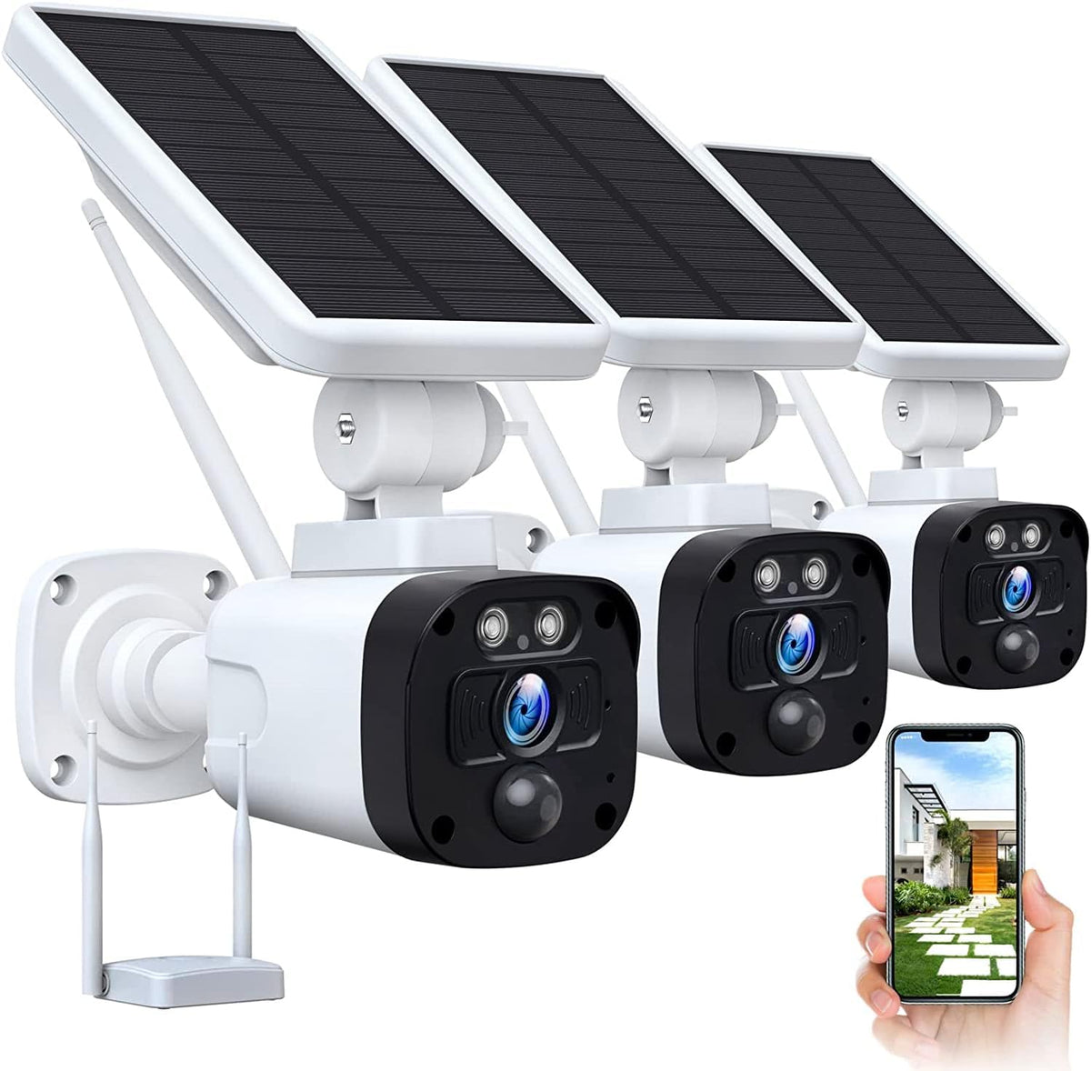 2K Solar Wireless Security Camera System with 3 WiFi Cameras and Base Station C450
