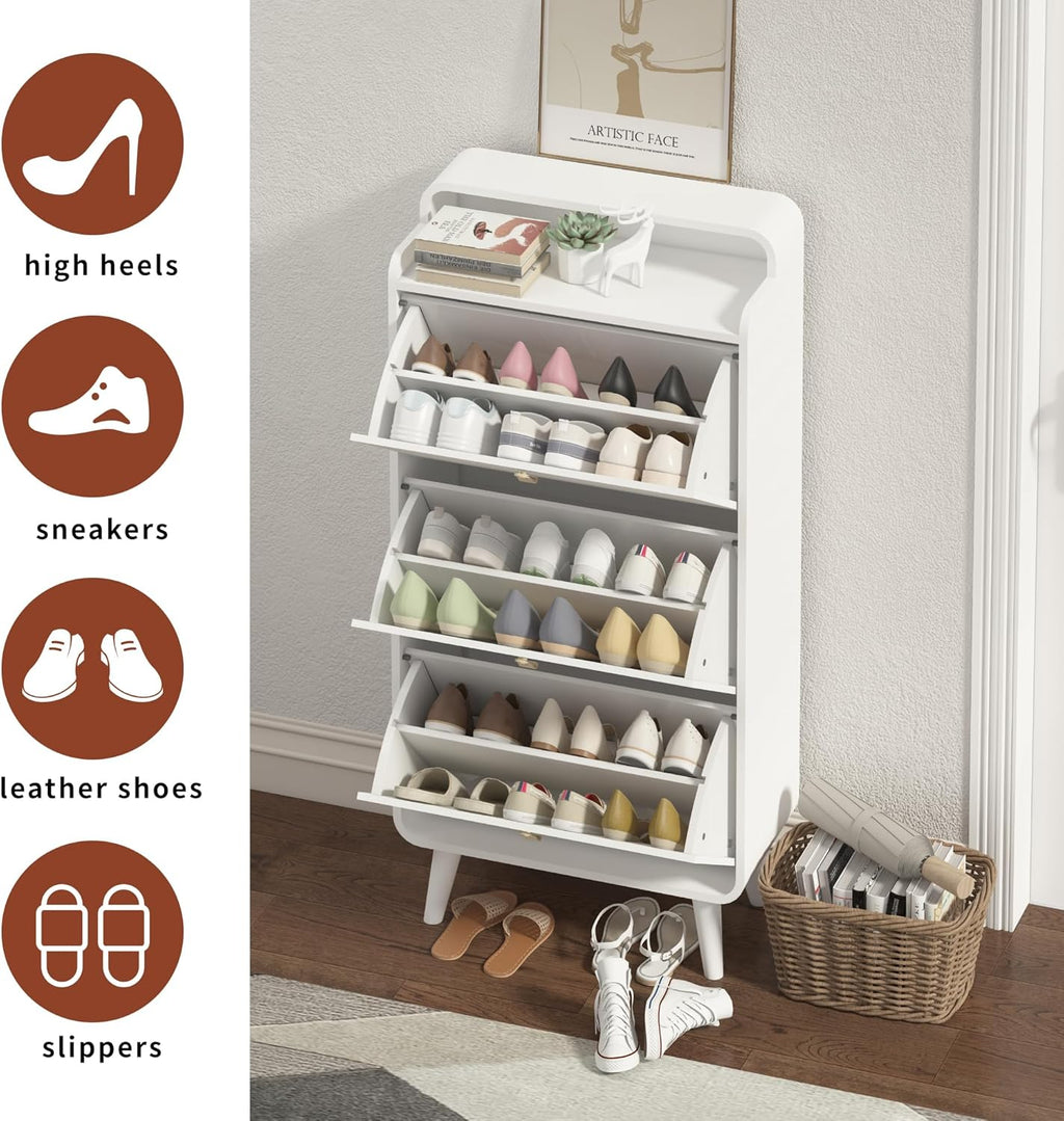 White 3 Drawer Shoe Cabinet G8545