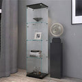 Black 4-Shelf Glass Display Curio Cabinet with Door K7597