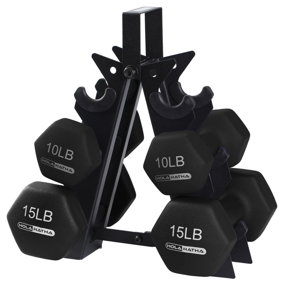 5, 10, and 15 lb Neoprene Dumbbell Set & Rack N3407