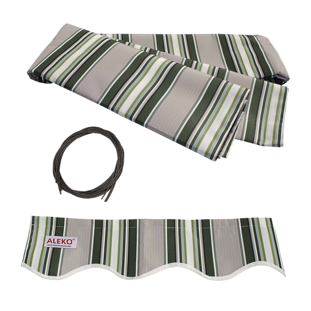 Motorized LED 12 x 10 ft. Half Cassette Retractable Awning Multi-Stripe Green D9806