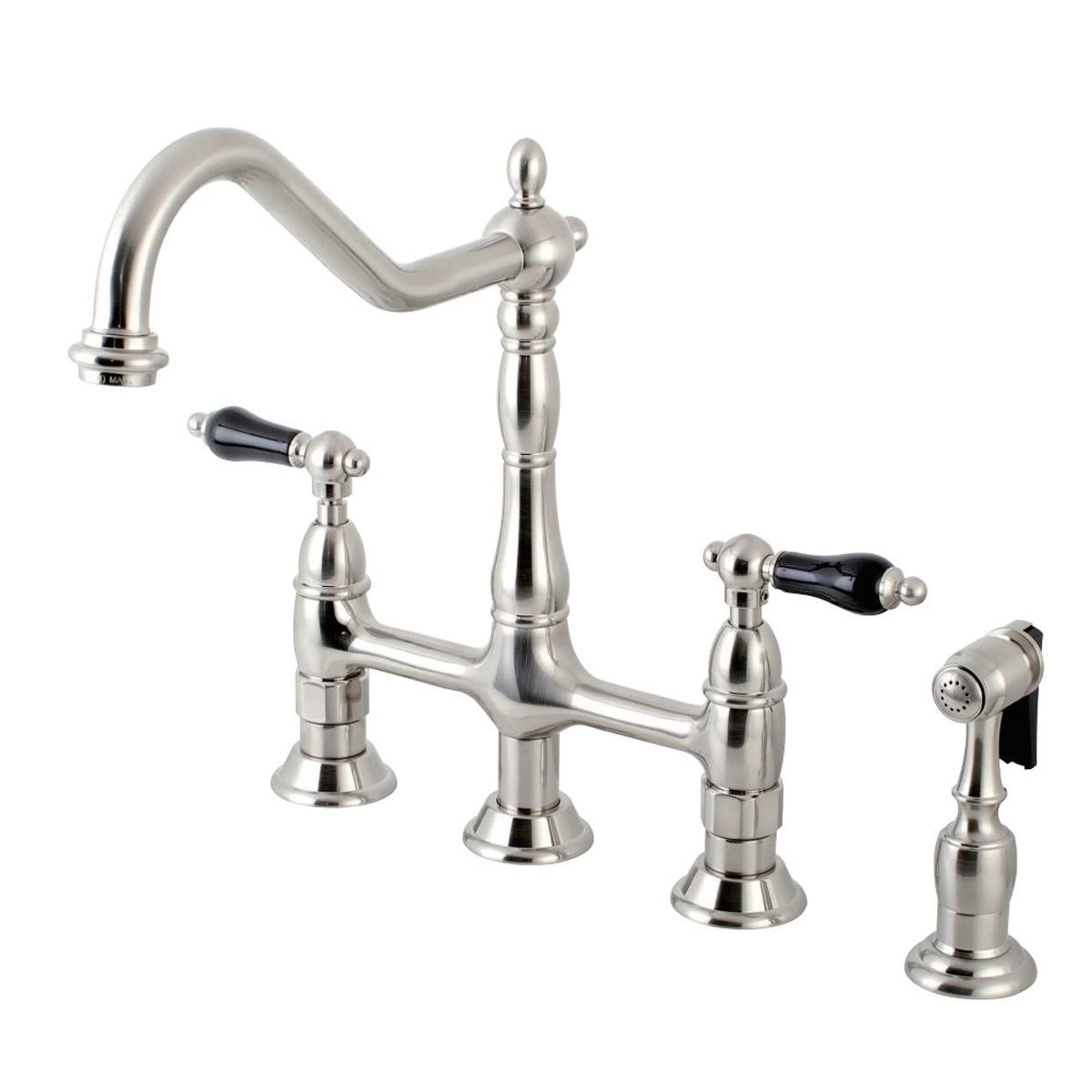 Bridge Kitchen Faucet with Brass Sprayer, Polished Brass B418533