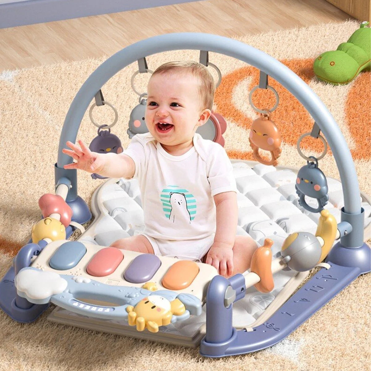 Purple Baby Gym Mat with Side Rails and Toys P90200
