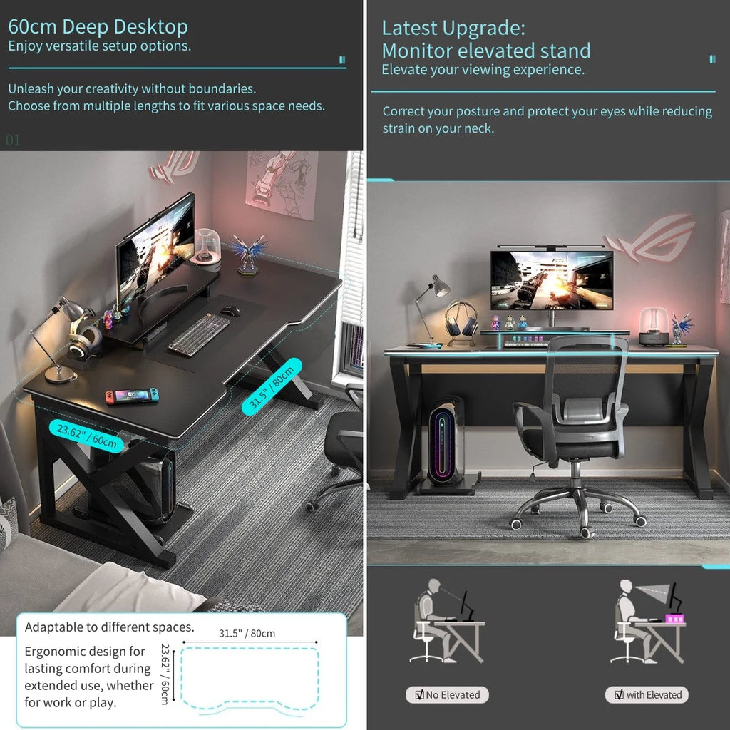 Black Ergonomic Gaming Desk and Chair Set O322