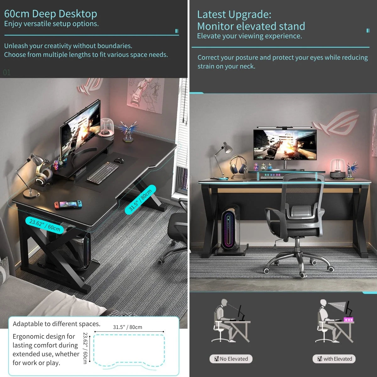 Black Ergonomic Gaming Desk and Chair Set O322
