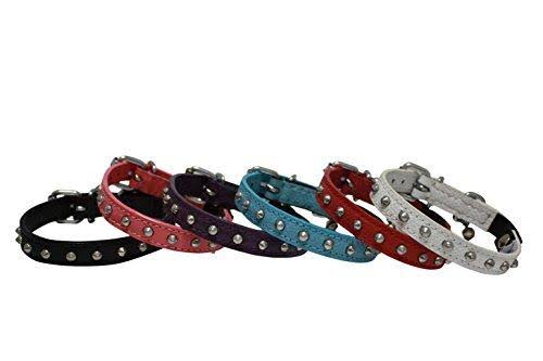 Purple Leather Cat Collar with Safety Elastic Stretch E4314