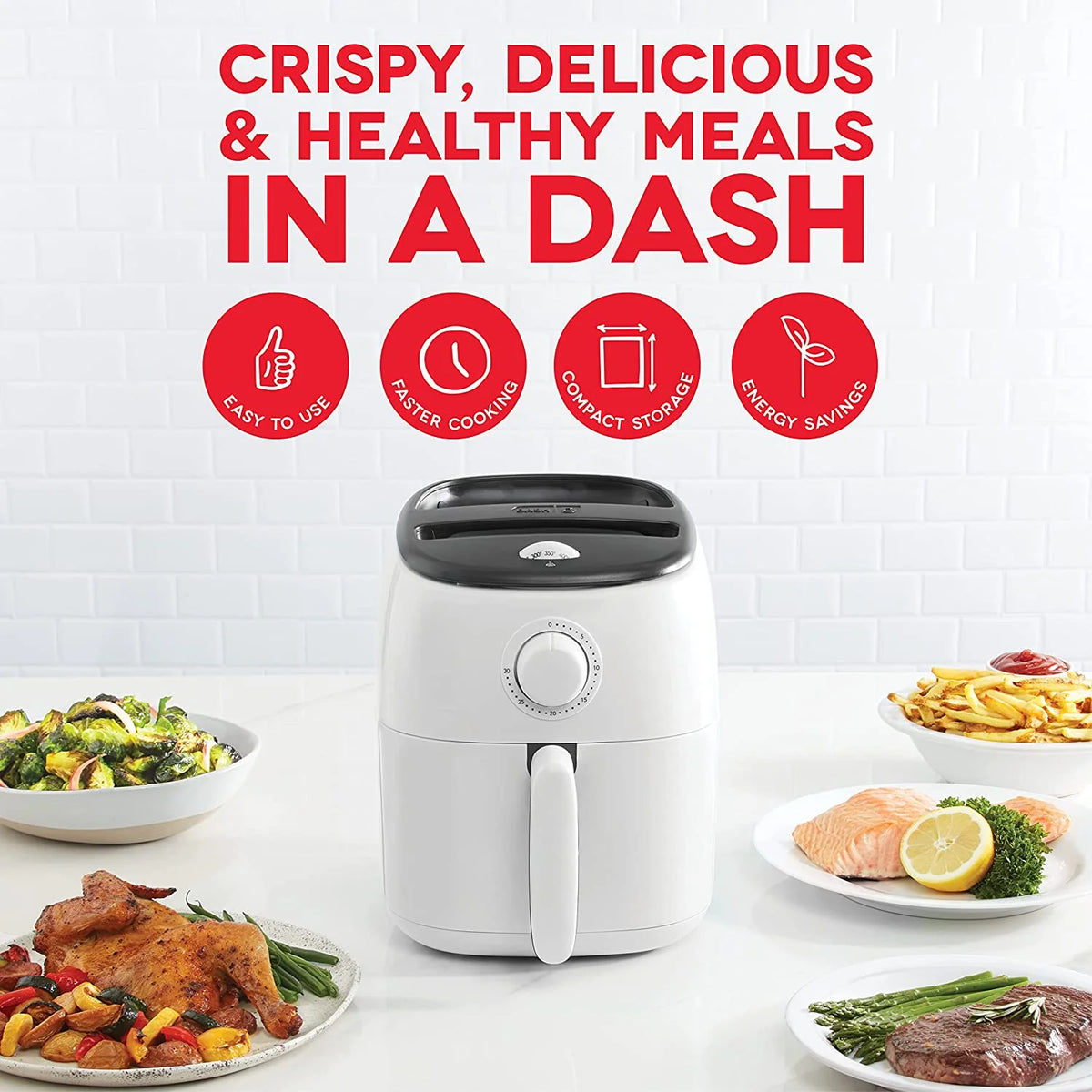 White 2.6Qt Electric Air Fryer Oven Cooker with Non Stick Fry Basket T44176