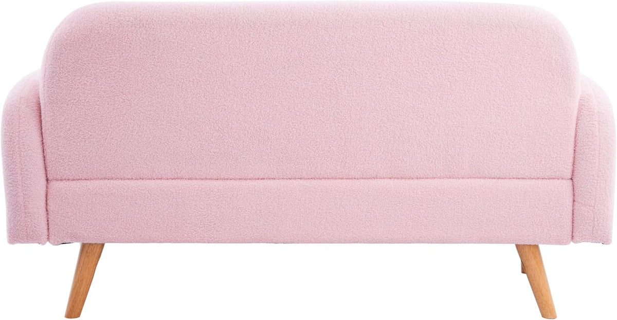 Pink Velvet Mini Couch with 3 Lumbar Pillows R560422