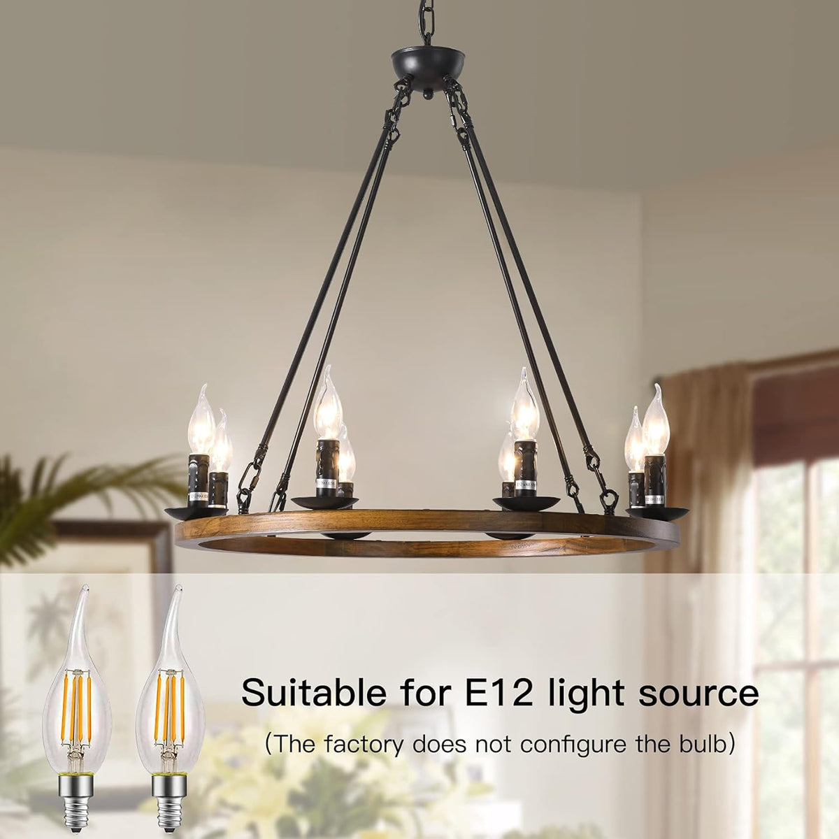 8-Lights Wagon Wheel Chandelier B3166