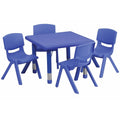 24'' Square Plastic Height Adjustable Activity Table Set with 4 Chairs B264424