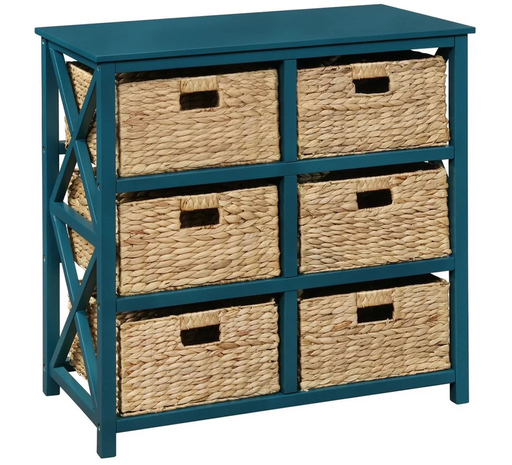 3 Tier Storage Cabinet with 6 Wicker Baskets A1514