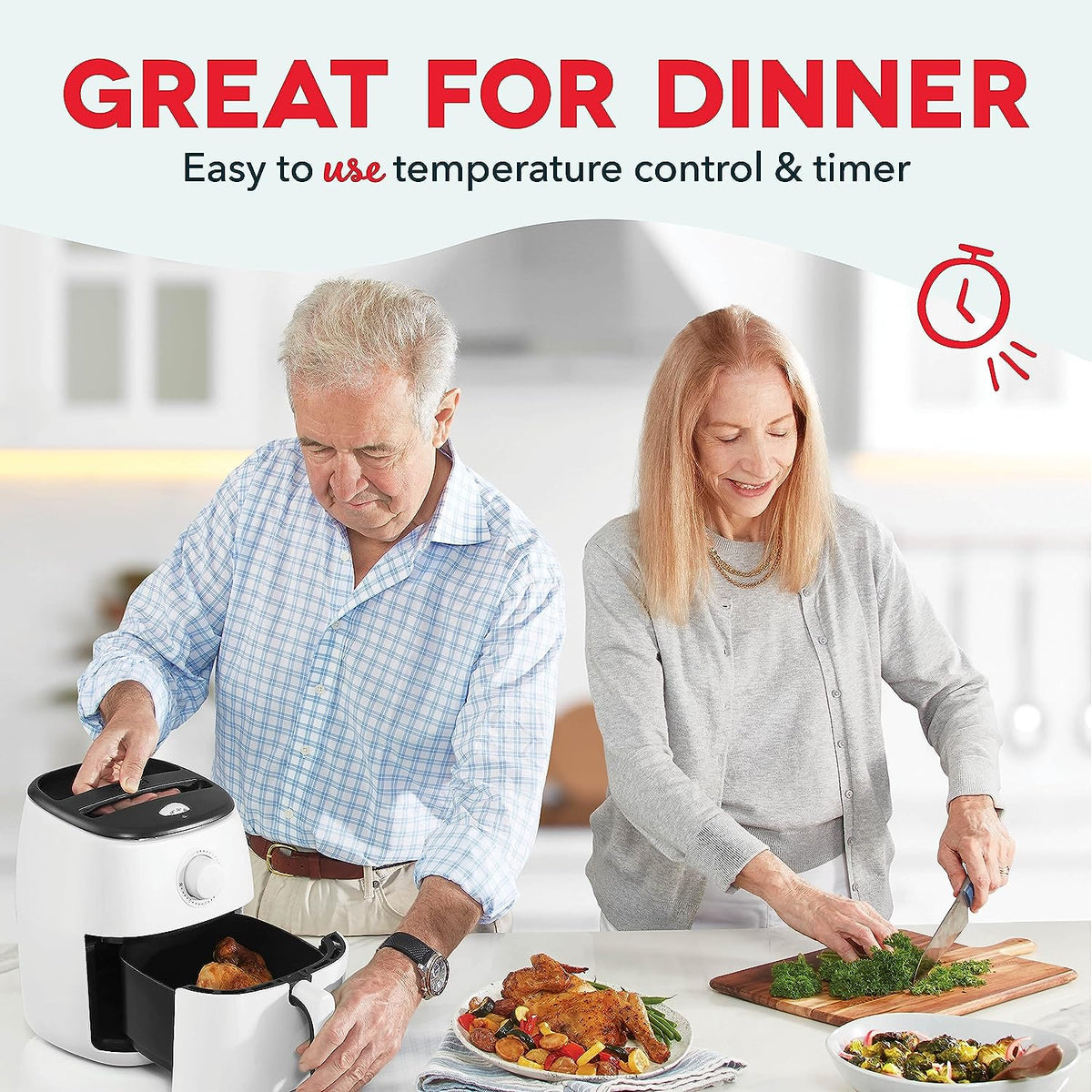 White 2.6Qt Electric Air Fryer Oven Cooker with Non Stick Fry Basket T44176