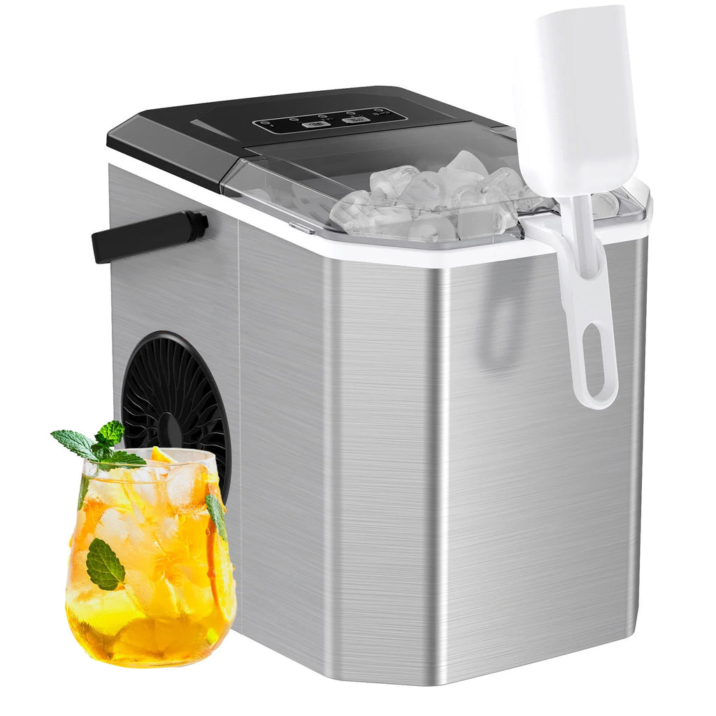 Countertop Ice Maker Machine with Handle, 9pcs/6min, 26lbs/24h, Silver I95258