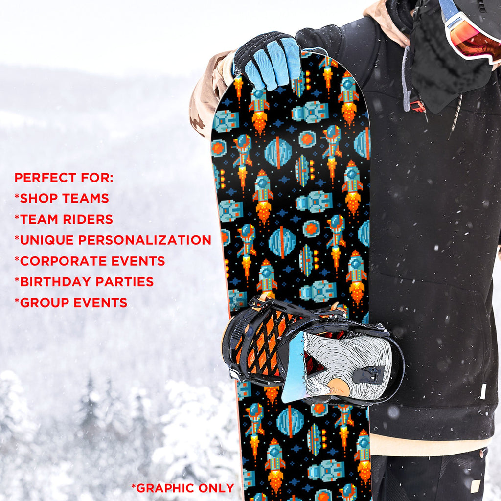 8 bit Galaxy Rocket Planet Snowboard Sticker Skin Cover T87981