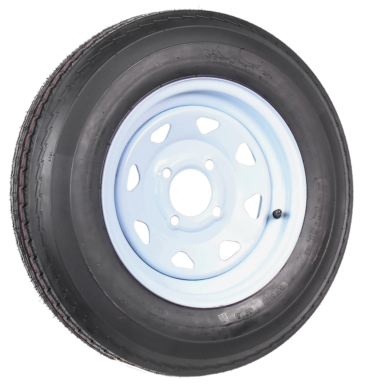 2-Pack Trailer Tires On White Wheel Rims 530-12 4 Lug L4828