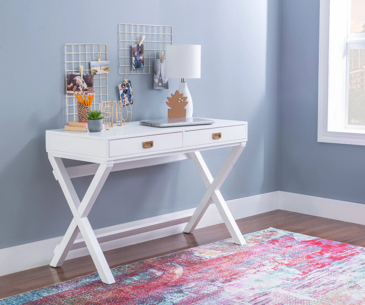 2-Drawer White Writing Desk S834284