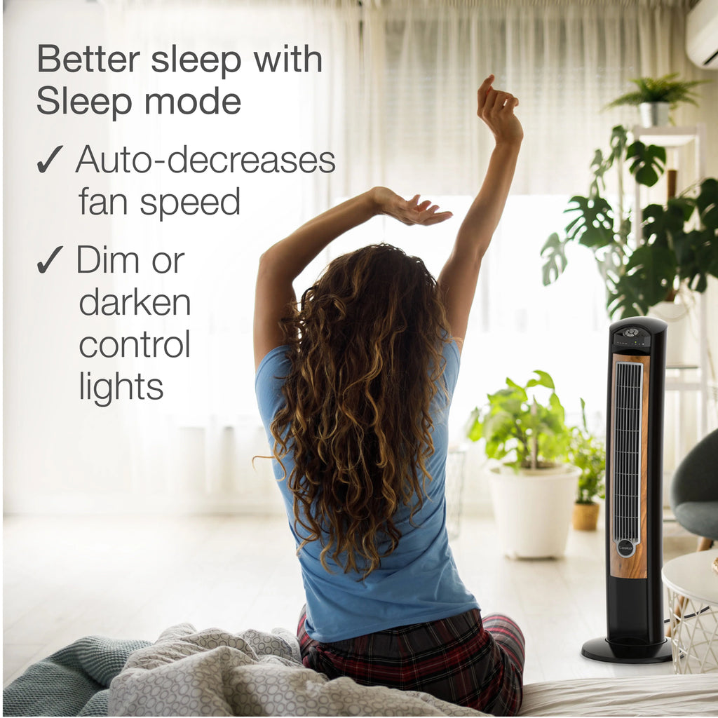 Black Brown Tower Fan with Remote Control V577
