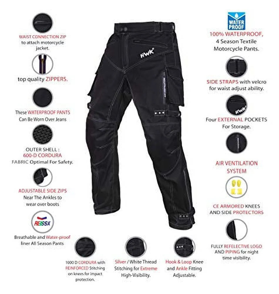 Black Waterproof CE Armored Motorcycle Pants A988