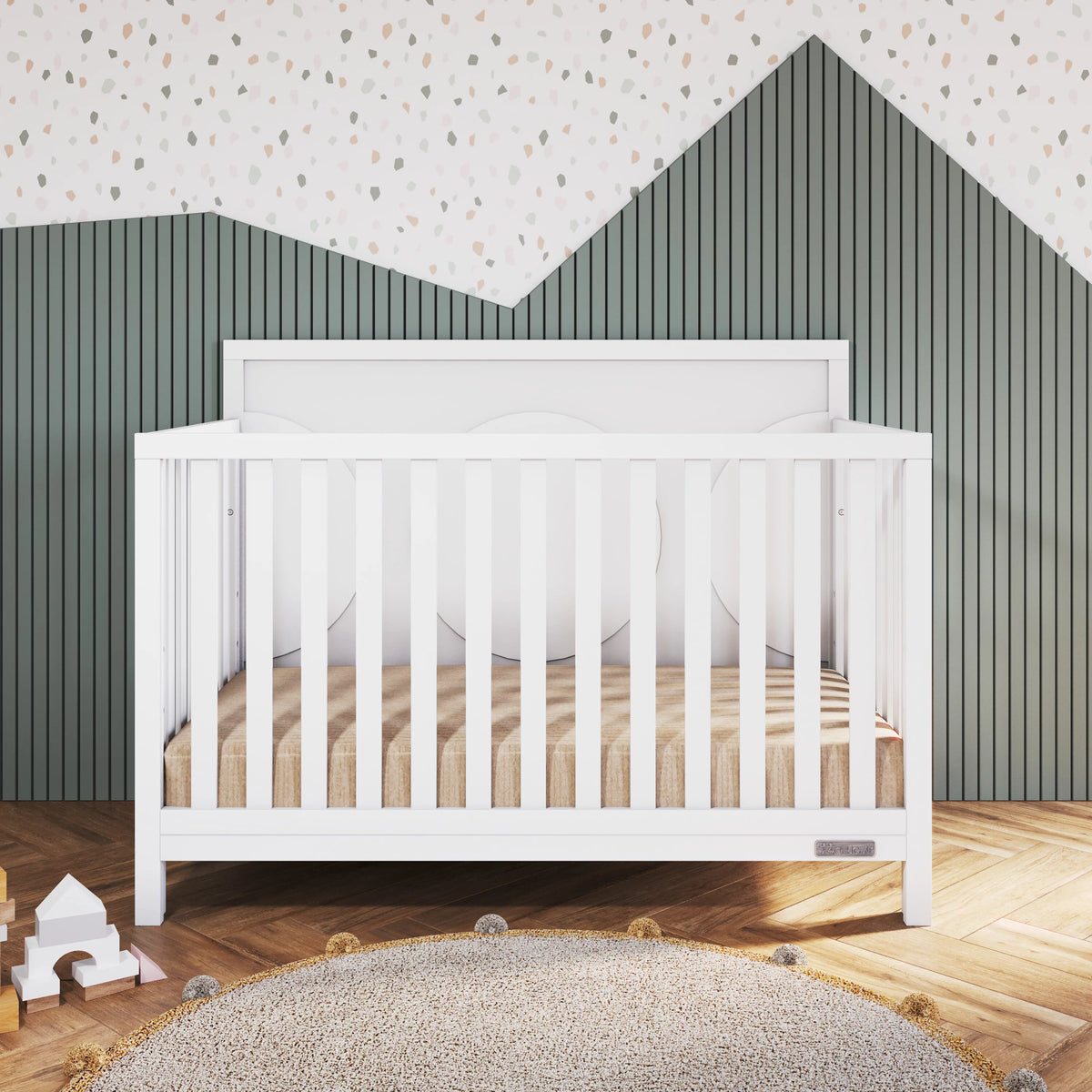 3-Piece Convertible Crib Dresser and Chest Nursery Set Matte White Q167