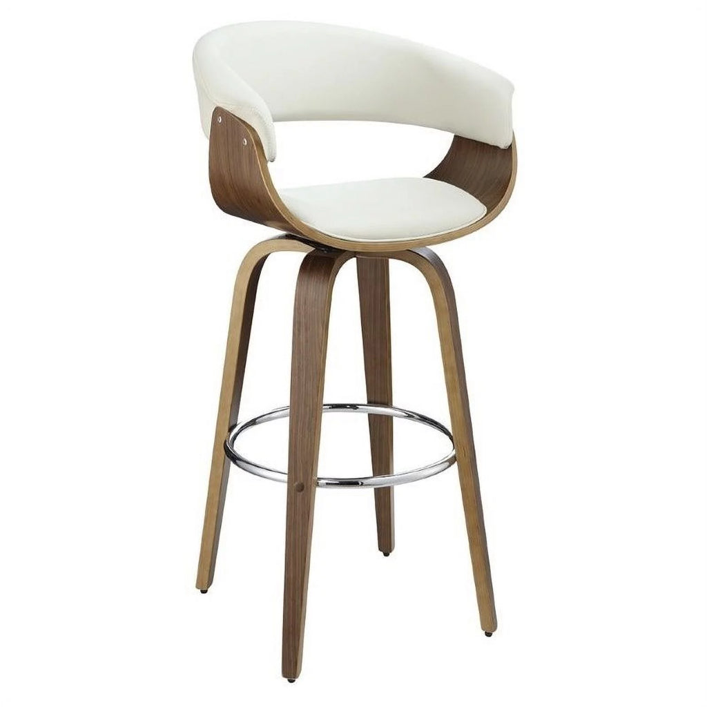 Set of 2 White Upholstered Wooden Bar Stools R371