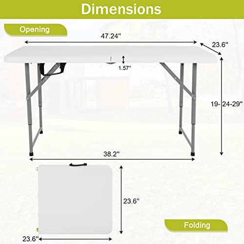 White 6ft Folding Plastic Table with Carrying Handle X6327