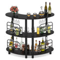 3 Tier Black Bar Cabinet with Storage Shelves G412