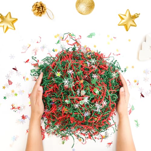 1LB Christmas Crinkle Cut Paper Basket Filler N4421