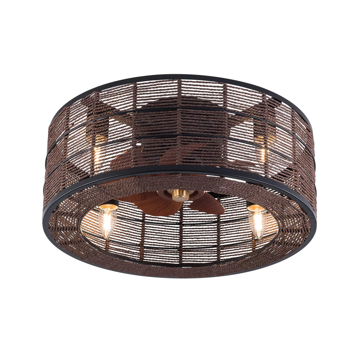 18.5 Inch Black Caged Ceiling Fan with Light H992432