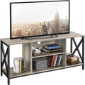 Gray Wood TV Stand with Storage Shelves M140