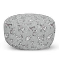 White/Tan Round Pouf Ottoman W438092