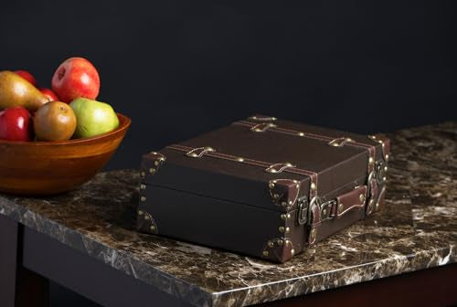 Brown Paperboard Decorative Storage Box Suitcase C98399