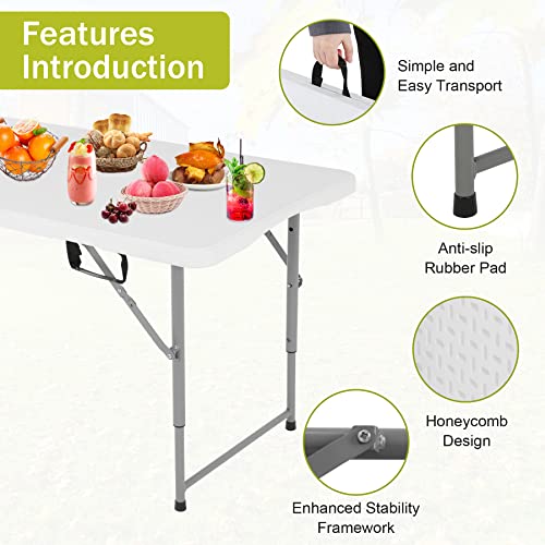 White 6ft Folding Plastic Table with Carrying Handle X6327