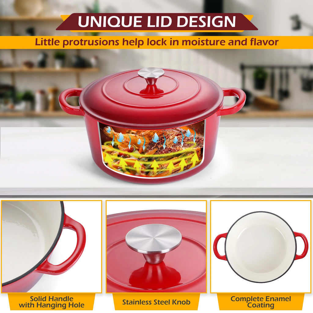 6 Quart Enameled Cast Iron Dutch Oven with Lid M12905