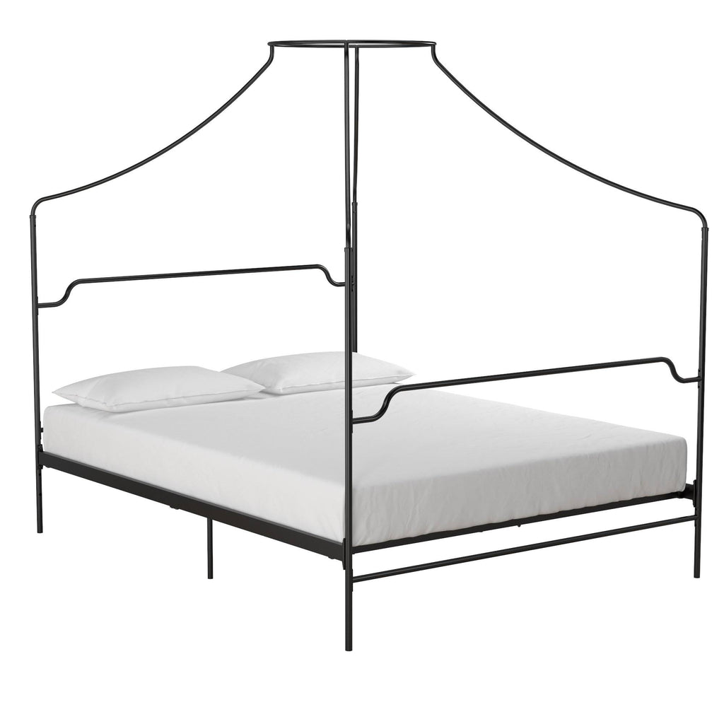 Black Metal Canopy Queen Size Bed Z165435
